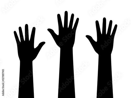 People or students with their hands raised flat icon for apps and websites