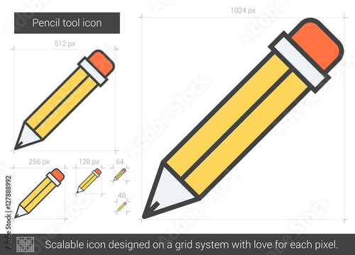 Pencil tool line icon.