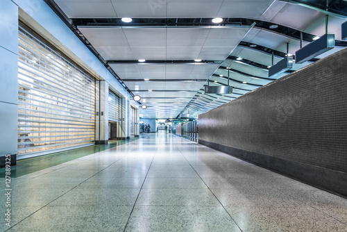 Empty Corridor Of modern airport in Shenzhen China.