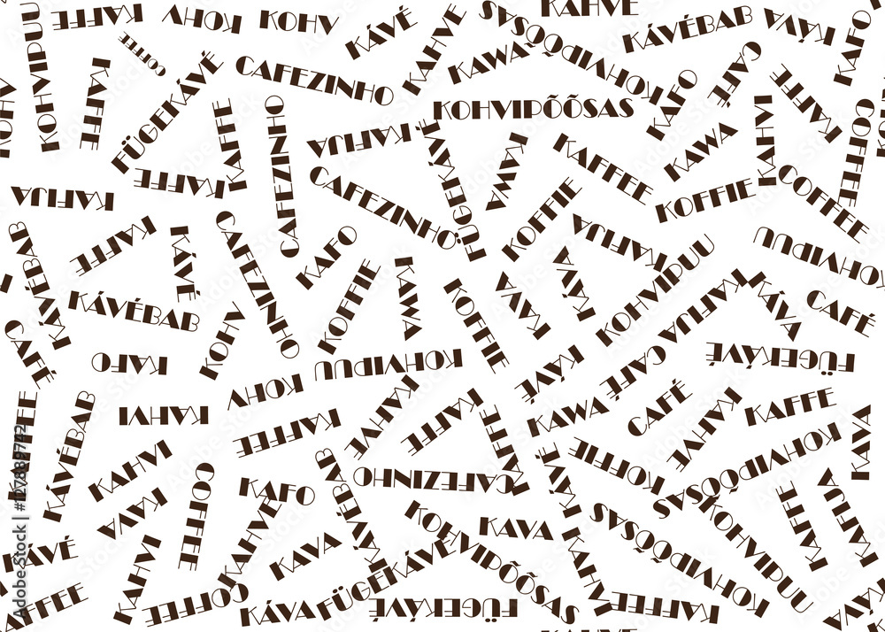 Coffee seamless vector pattern. Word coffee in different languages. Flat design. Coffee seamless vector pattern. Word coffee in different languages. Flat design.