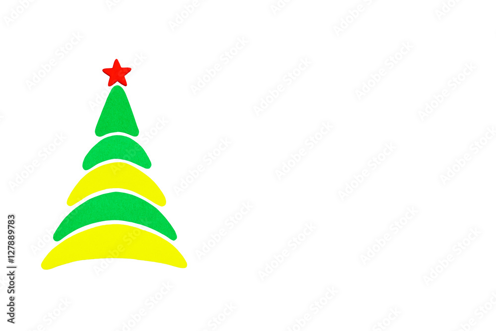 The New Year and Christmas conceptual tree made of a color cardboard. Isolated on a white background. The New Year and Christmas conceptual tree made of a color cardboard. Isolated on a white background.