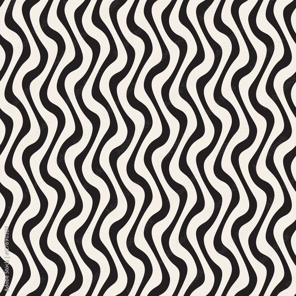 Hand Drawn Wavy Vertical Lines. Vector Seamless Black and White Pattern. Hand Drawn Wavy Vertical Lines. Vector Seamless Black and White Pattern.