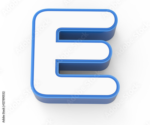 blue framed white letter E