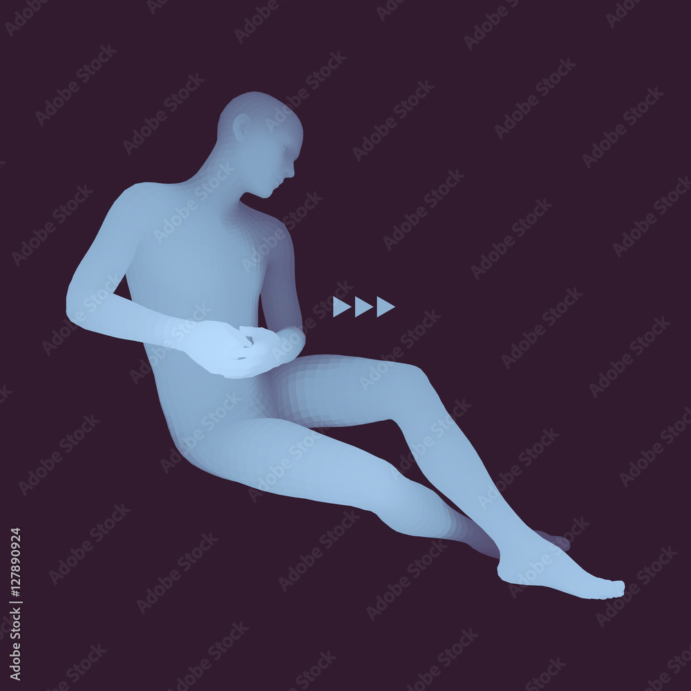 Man in a Thinker Pose. 3D Model of Man. Man in a Thinker Pose. 3D Model of Man.