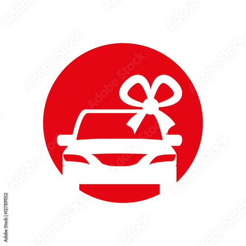 silhouette car gift with bow iicon red circle vector illustration eps 10