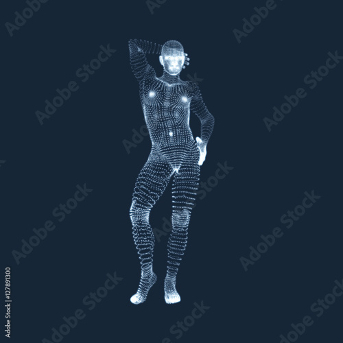 Man Stands on his Feet. 3D Model of Man. Human Body Model. 