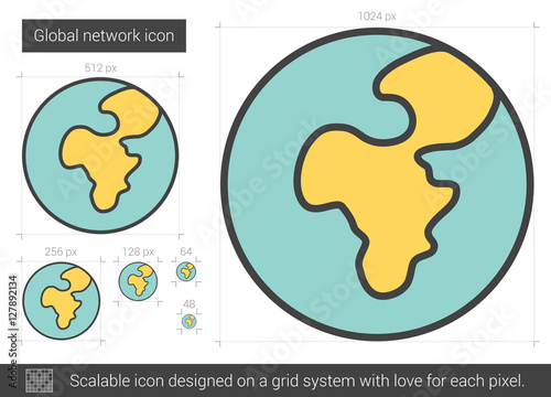 Global network line icon.