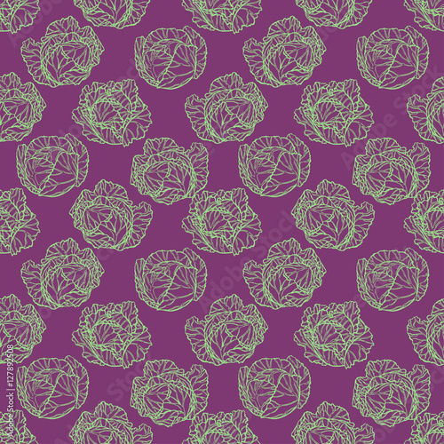 seamless green and purple cabbage