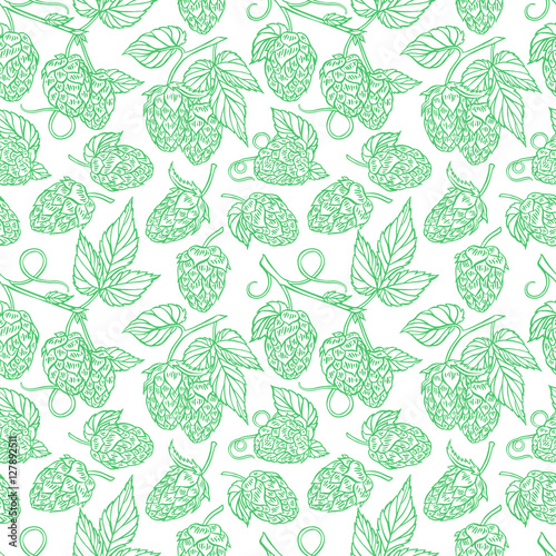 seamless pattern of sketch hops