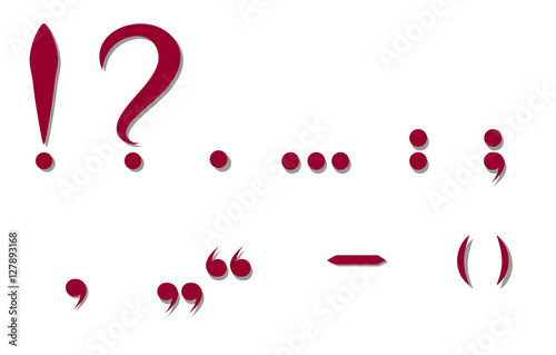 Red punctuation marks. Vector illustration photo