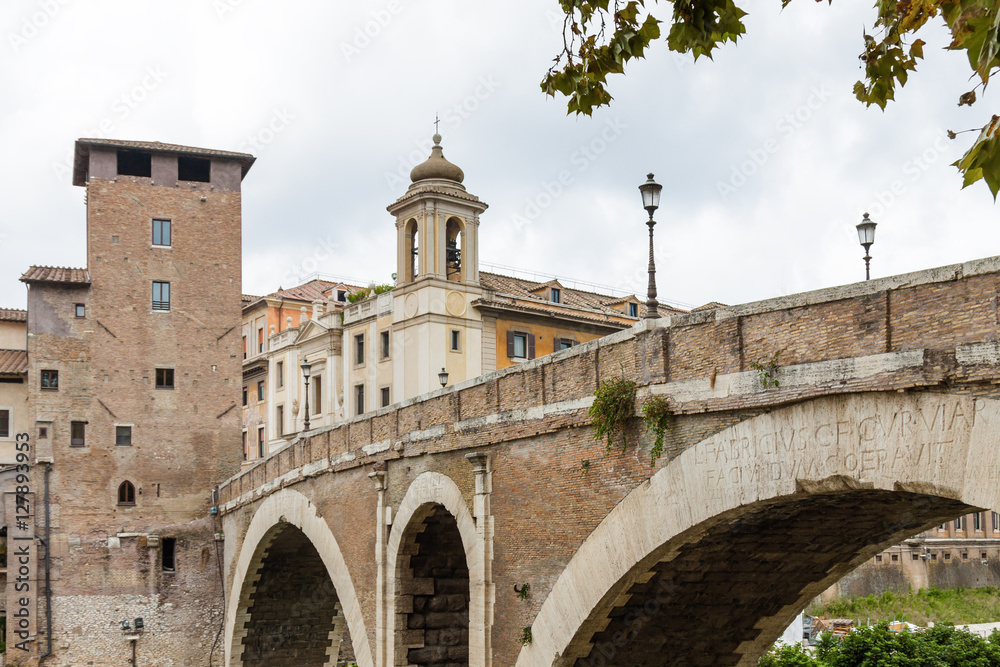 One of the bridges over Tiber river in Rome, Lazio region, Italy.