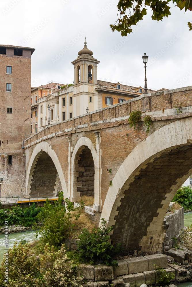 One of the bridges over Tiber river in Rome, Lazio region, Italy.