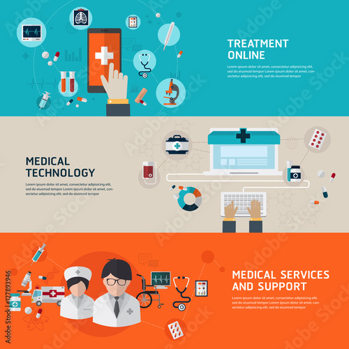 Wallpaper Mural Online medical diagnosis and treatment. Flat design concepts for web banners and printed materials and promotional materials. Torontodigital.ca