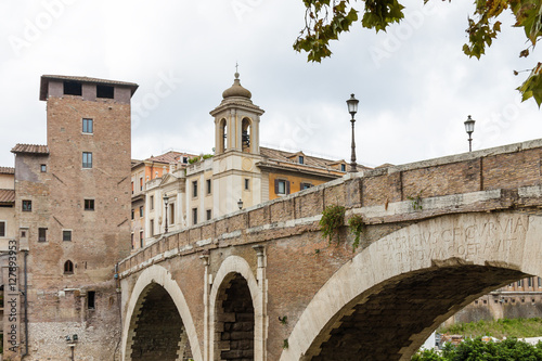 One of the bridges over Tiber river in Rome, Lazio region, Italy.