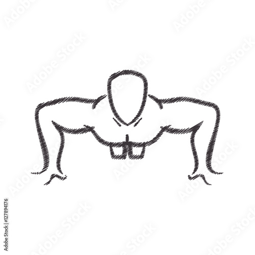 man silhouette exercising push ups front vector illustration eps 10