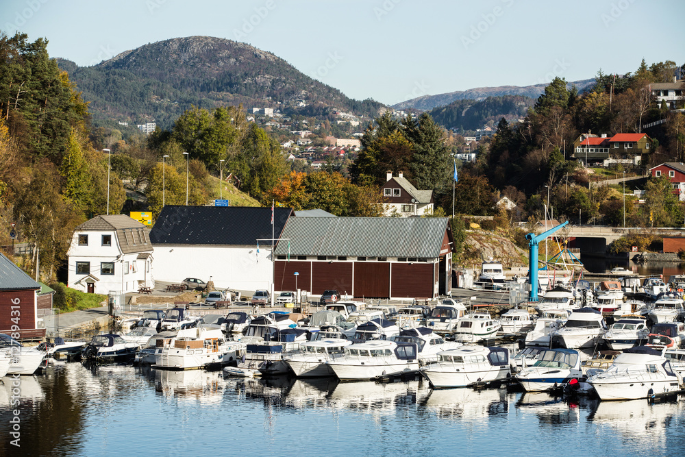 mooring in the countryside, a lot of motor boats and yachts. Landscaped area. mooring in the countryside, a lot of motor boats and yachts. Landscaped area.