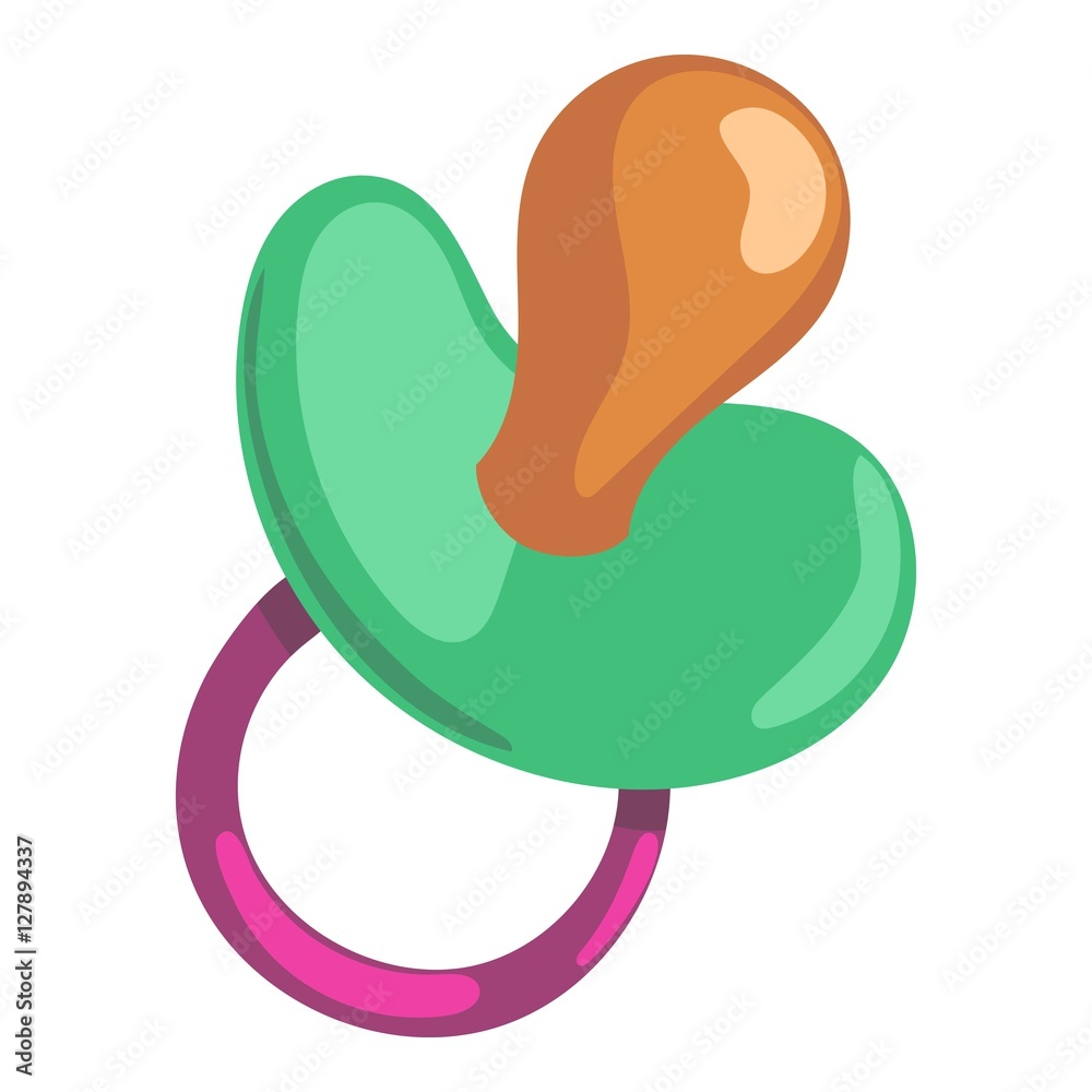 Green baby pacifier icon. Cartoon illustration of green baby pacifier vector icon for web Green baby pacifier icon. Cartoon illustration of green baby pacifier vector icon for web