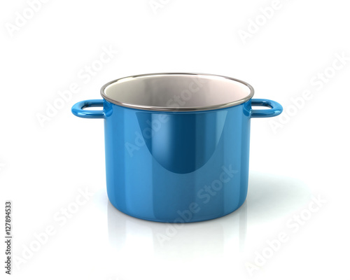 Blue saucepan icon 3d rendering