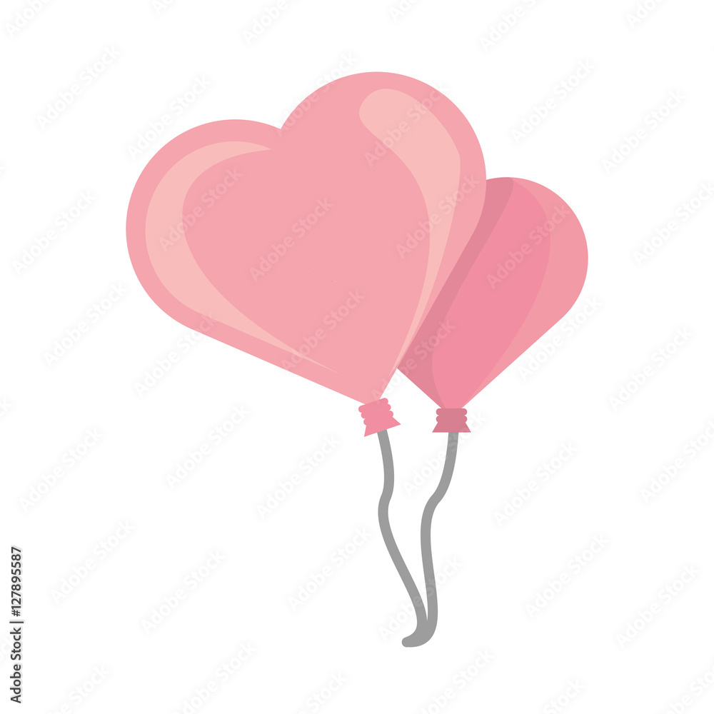 two pink balloons heart design vector illustration eps 10
