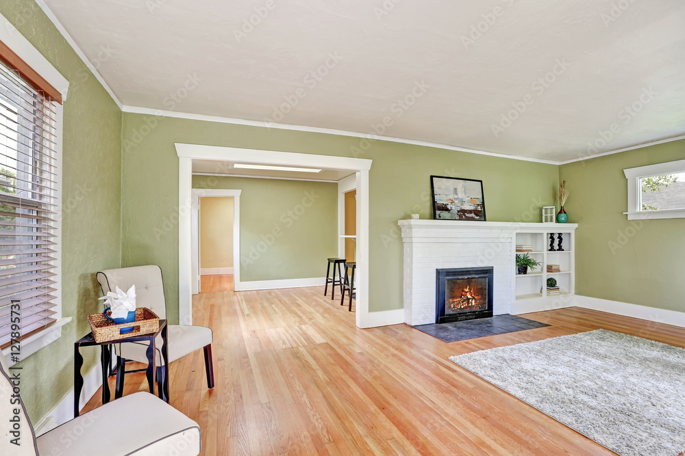 Fototapeta premium Living room interior design of craftsman house