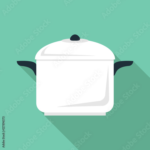 Soup pan icon. Flat illustration of soup pan vector icon for web