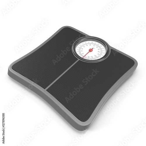 Bathroom black weight scale on white. 3D illustration