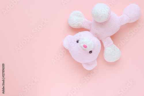 teddy bear on pastel background photo