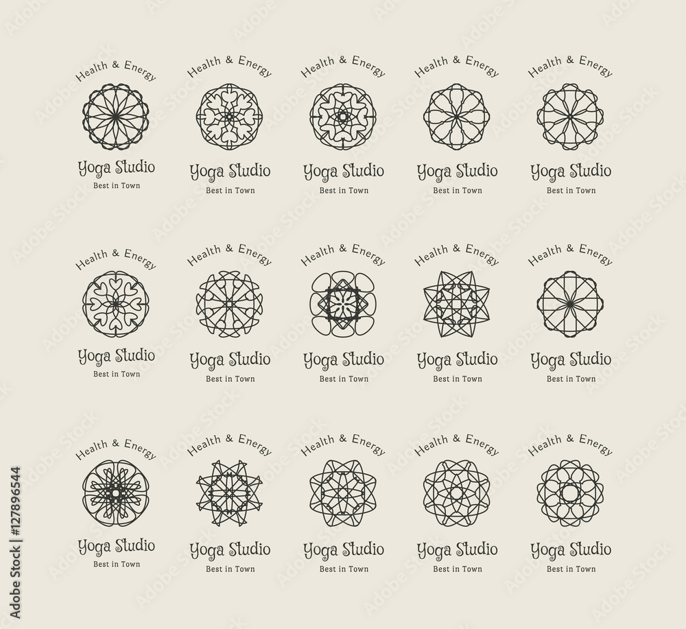 Yoga Studio Vector Logo Templates Set