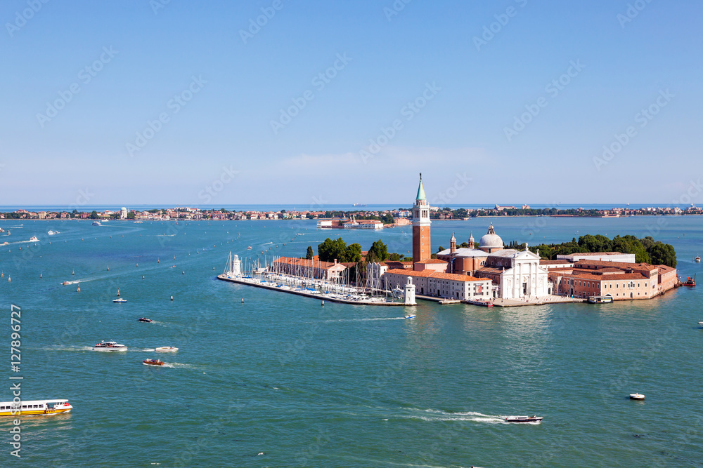 aerial view of San Giorgio island, Venice, Italy