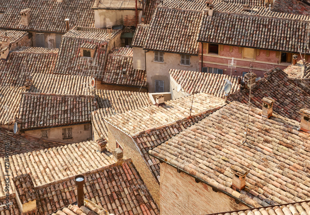 Naklejka premium Roofs of old houses. Urbino. Italy, Marche
