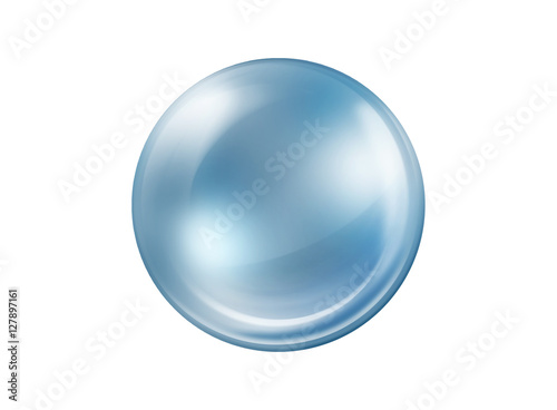empty blue glass ball isolated on white background