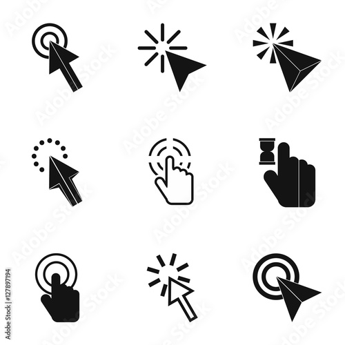 Pointer icons set. Simple illustration of 9 pointer vector icons for web