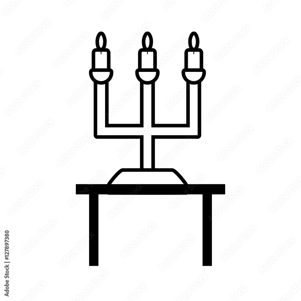 Fototapeta premium pictogram chandelier candles decorative on table wedding design vector illustration eps 10