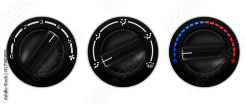 Air conditioner car switch. Black selector for temperature, fan speed