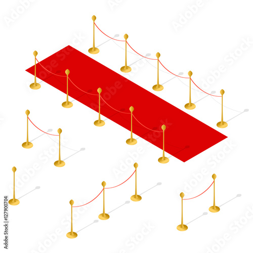 Red Carpet Set Isometric View. Vector