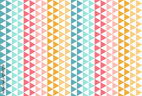 Red blue yellow triangle pattern. Funny seamless vector background