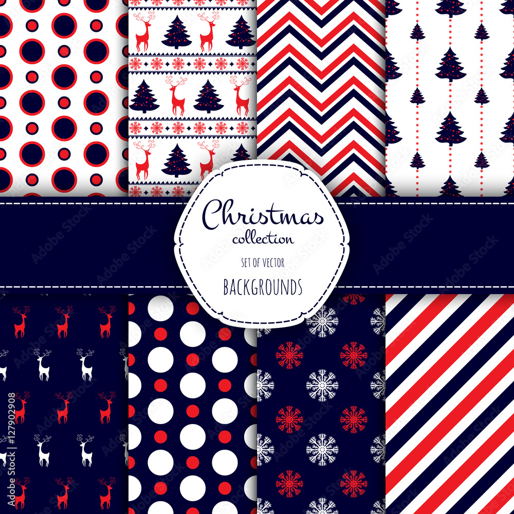 Obraz premium Set of seamless backgrounds.