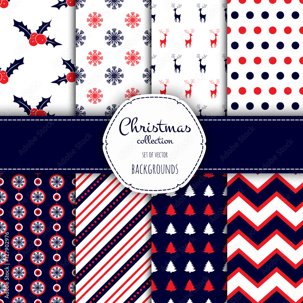 Obraz premium Set of seamless backgrounds.