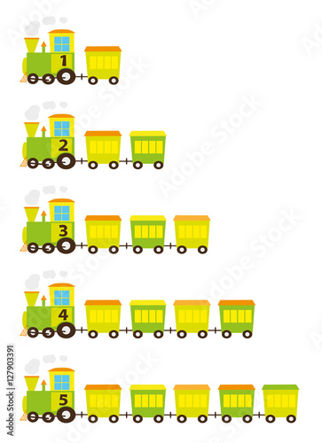 Trains with numbers / illustration for children