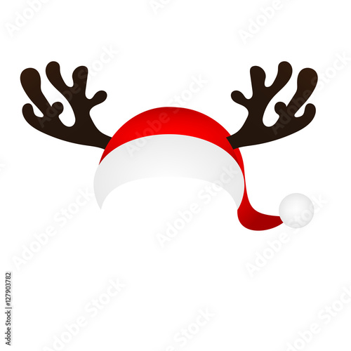 Template for a fun photo of Santa Claus hat and horn Christmas r