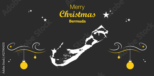 Merry Christmas illustration theme with map of Bermuda
