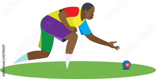African-American athlete playing a game of lawn bowls