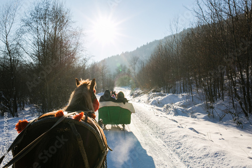 ride in a sleigh in winter