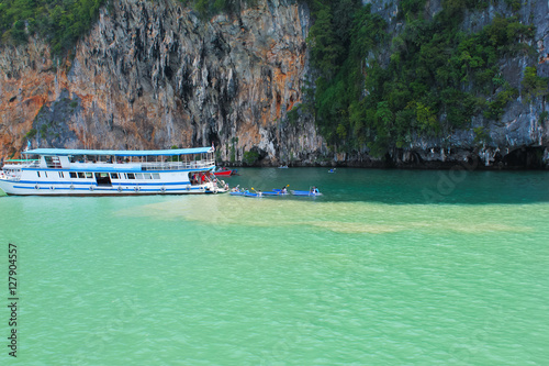 landscape view of the amazing sea island / A landscape view of the amazing sea island and tourist ship in Thailand Phuket 