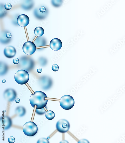 Abstract molecules design. Atoms. Medical background for banner