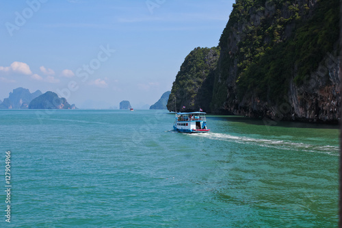 landscape view of the amazing sea island / A landscape view of the amazing sea island and tourist ship in Thailand Phuket 