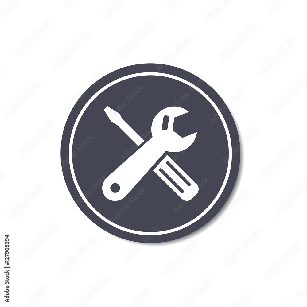 Service logo icon. Repair and maintenance grey sign. Vector isolated illustration. Service logo icon. Repair and maintenance grey sign. Vector isolated illustration.