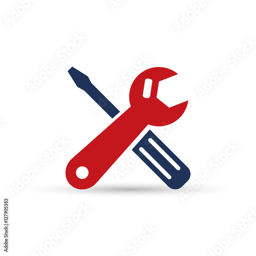 Service icon vector. Repair and maintenance red sign. Vector isolated logo.