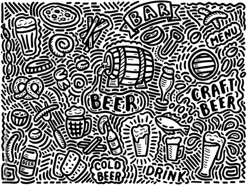 beer background in doodle style