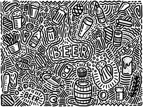 beer background in doodle style